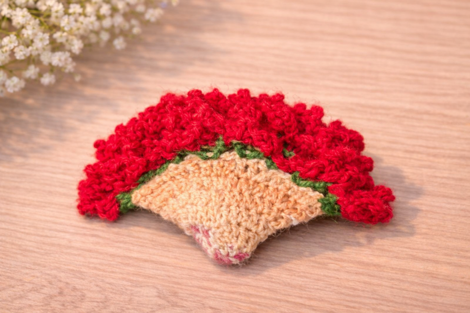 handmade crochet hand purse – blush pink with red cherry detail handmade crochet hand purse – blush pink with red cherry detail