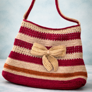 handmade crochet drawstring mini bucket bag – grey, cream & olive green