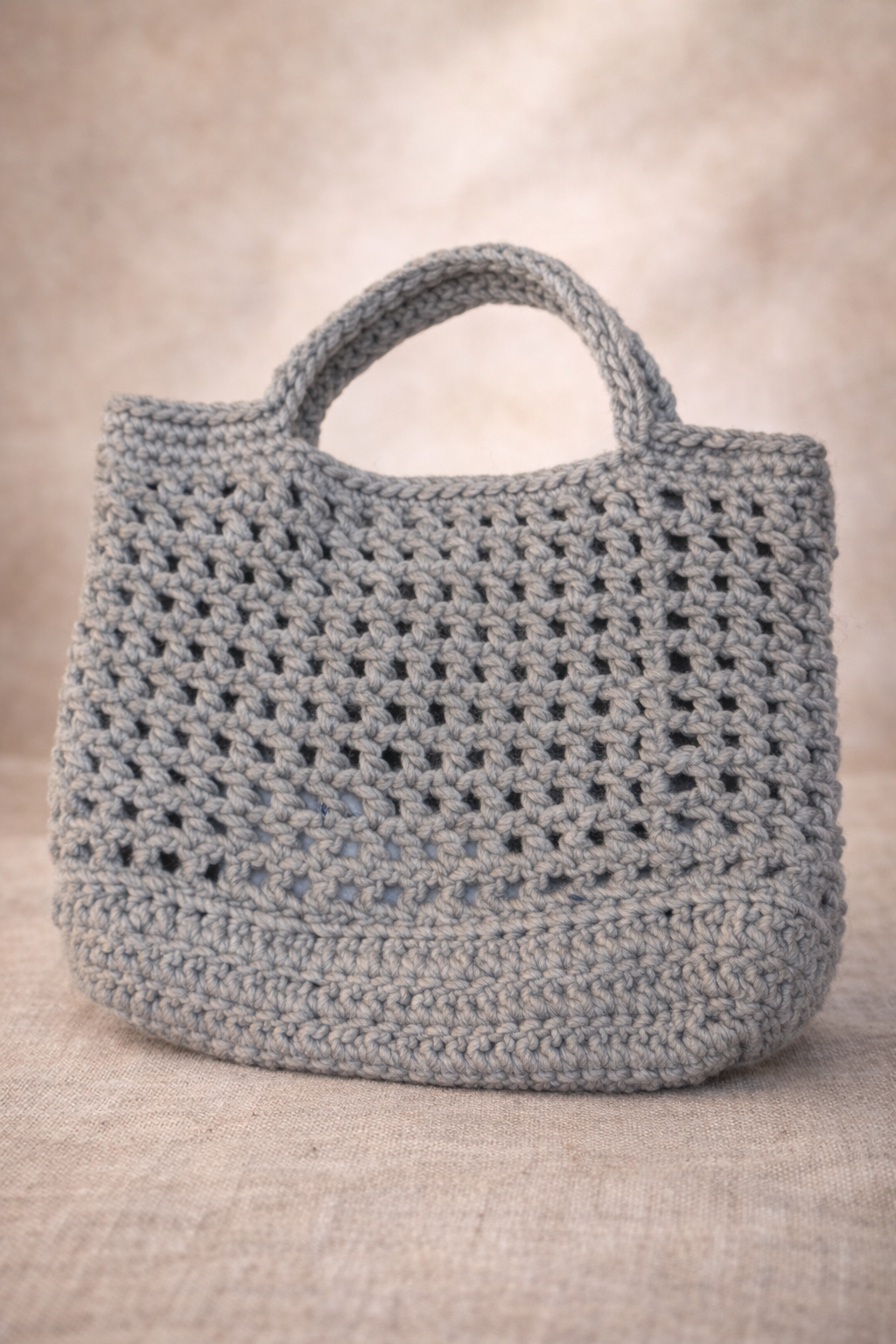handmade crochet drawstring mini bucket bag – grey, cream & olive green handmade crochet drawstring mini bucket bag – grey, cream & olive green