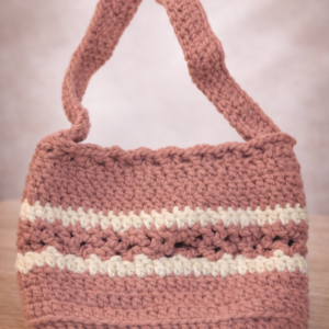handmade crochet drawstring mini bucket bag – grey, cream & olive green