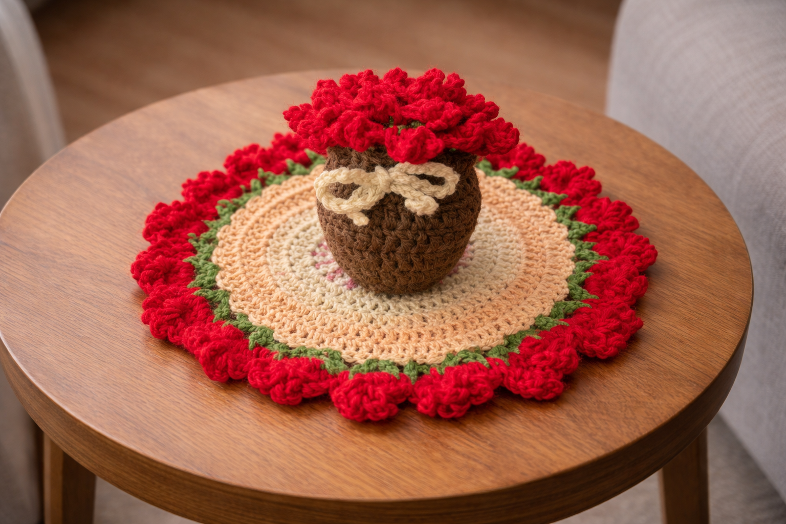 handmade crochet hand purse – blush pink with red cherry detail handmade crochet hand purse – blush pink with red cherry detail